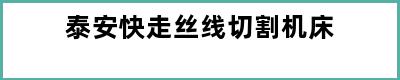 泰安快走丝线切割机床