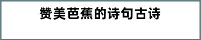 赞美芭蕉的诗句古诗